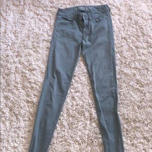 Gray-blue super-stretch American Eagle jeans.